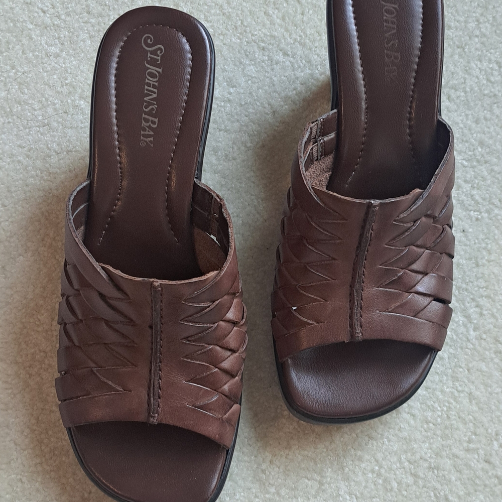 St. John's Bay Brown Leather Mules